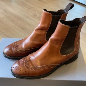 Hand made Italian leather boots, reddish brown, worn a handful of times.